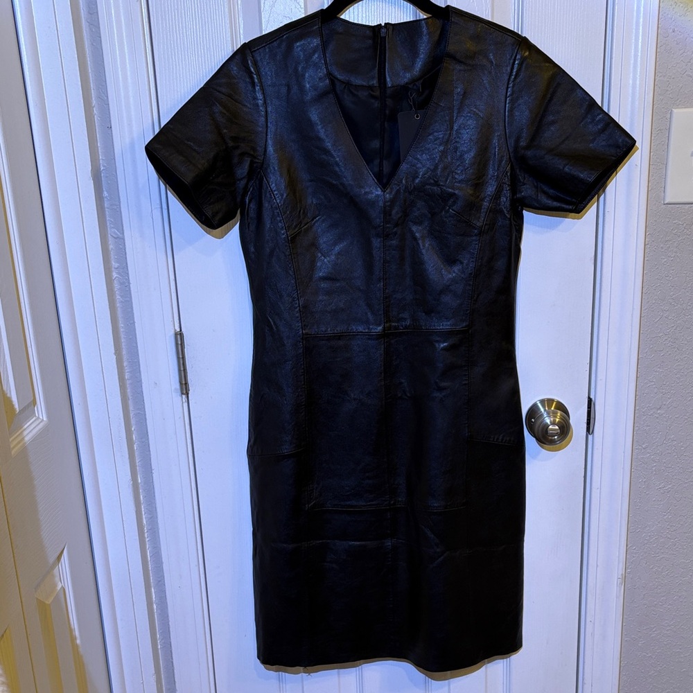 Bod & Christensen Leather Short Sleeve Fitted Dress - Picture 3 of 15